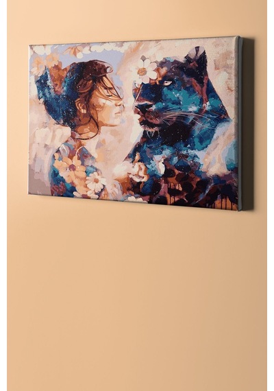 Webstyle Sayılarla Boyama Seti Kasnaklı Panter Ve Kadın 50 X 65 Cm