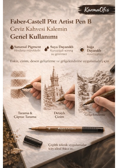 Faber-castell Pitt Artist Pen B 177 Walnut Brown Eskiz Çizim Kalemi Suya Dayanıklı Mürekkep