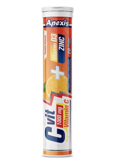 Apexis C Vitamini 1000Mg D3 Vitamini Zink Çinko 20 Eferves