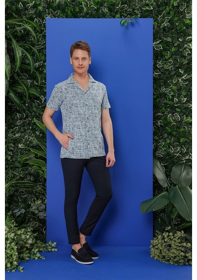Efor G 1535 Slim Fit Mavi Klasik Gömlek Mavi