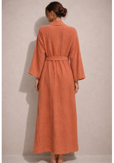 Estewomanfashion Müslin %100 Pamuk Kimono & Kaftan Kiremit