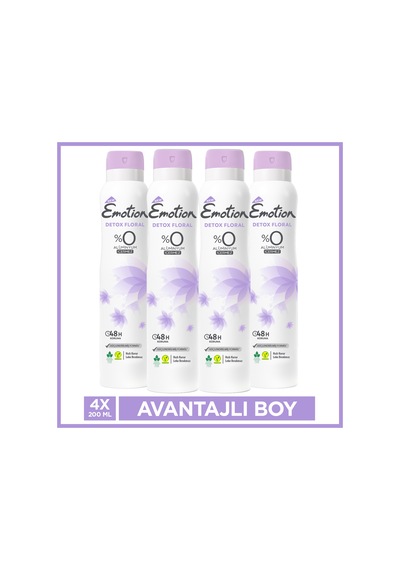 Emotion Detox Floral Kadın Alüminyumsuz Vegan Deodorant 4x200 Ml