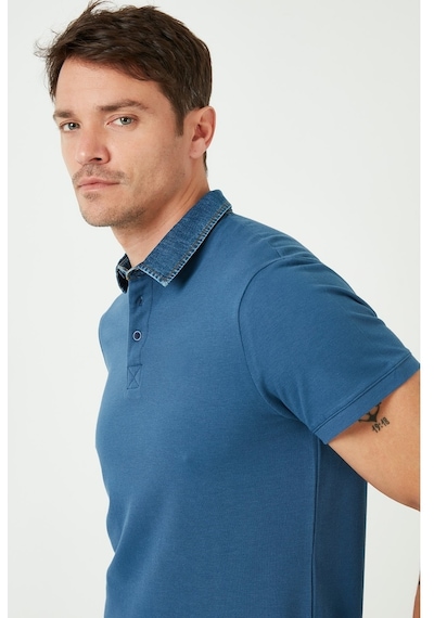 Buratti % 100 Pamuk Düğmeli Regular Fit Erkek Polo Yaka T Shirt 5902134 Indigo