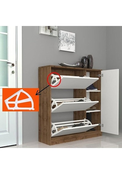 Ayder 2 Li Rulmanlı Ayakkabılık Aparatı Beyaz 2 Paket Mobilya Bağlantı Elemanları Beyaz