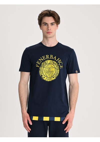 Fenerbahçe Lacivert Tribün Tek Renk Logolu Erkek Tshirt Fb Laci Yeni