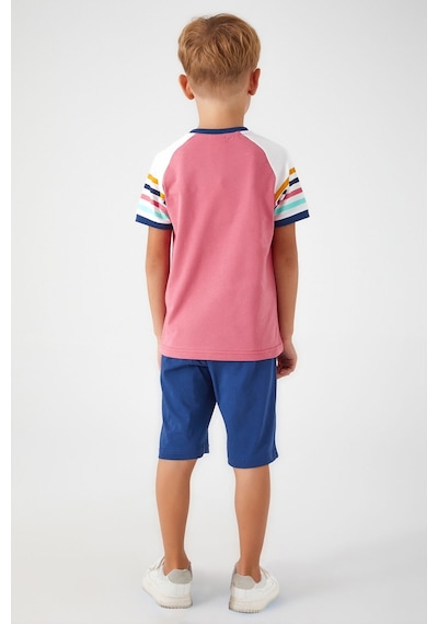 Rolypoly Section Patterned Pembe Erkek Çocuk Bermuda Takım 5274-33136 Pembe