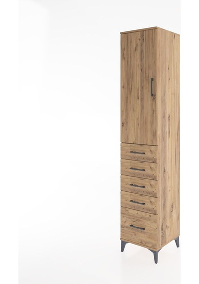 Hyperion Dolap 2 Raflı 5 Çekmeceli Tek Askılı 44x44x221 Çam-çam Çam