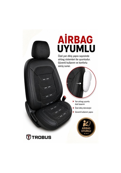 Renault Symbol 2008+ Uyumlu Prestige Line Keten Serisi Siyah Beyaz Koltuk Kılıfı 44826188