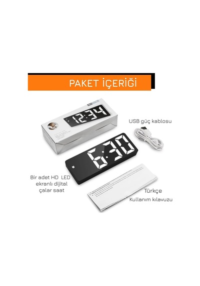 Ayrex Upway Hd Led Ekranlı Aynalı Tarih Termometre Alarm Hediyelik Dijital Masa Saati Diğer