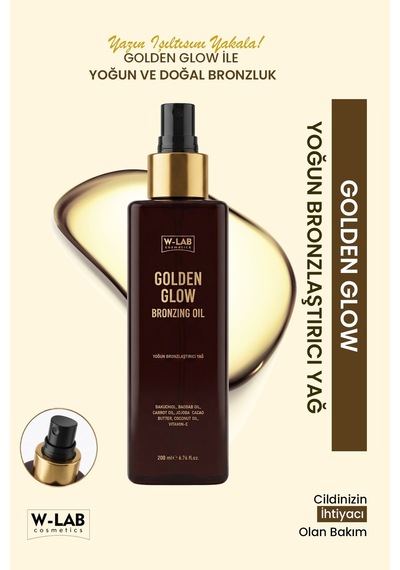 W-lab Cosmetics Golden Glow Yoğun Bronzlaştırıcı Yağ 200 Ml