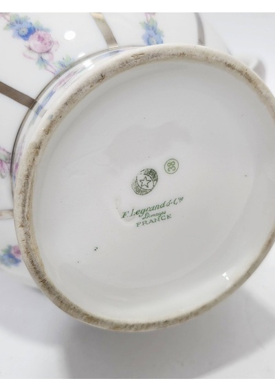 F. Legrand Limoges Çiçek Desenli Porselen Çay Kahve Demliği Çok Renkli