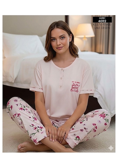 Miressa Kadın Düğmeli Pijama Takımı Açık Pembe