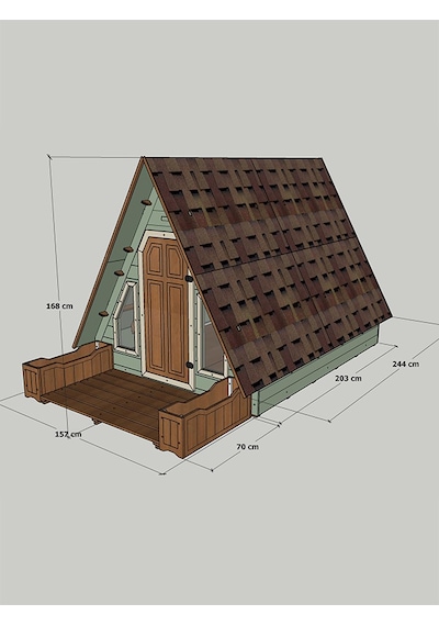 Mandu Ahşap Üçgen Çocuk Oyun Evi Aframe Playhouse