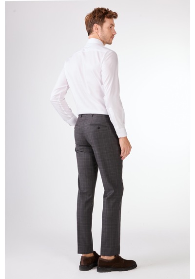 Dufy Gri Balıksırtı Erkek Takım Elbise - Slim Fit Gri