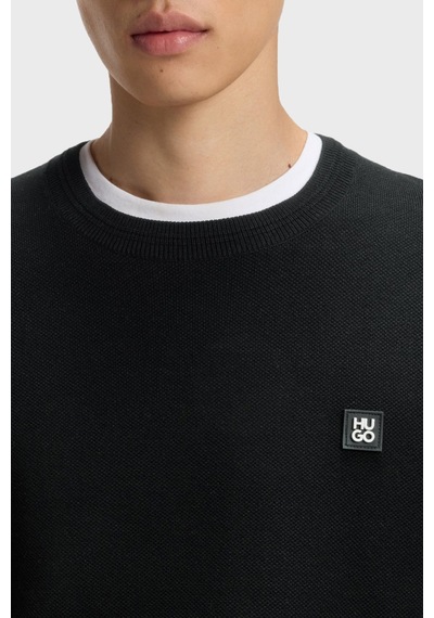 Hugo Logolu Regular Fit Bisiklet Yaka Kazak Erkek Kazak 50564244 001 Siyah