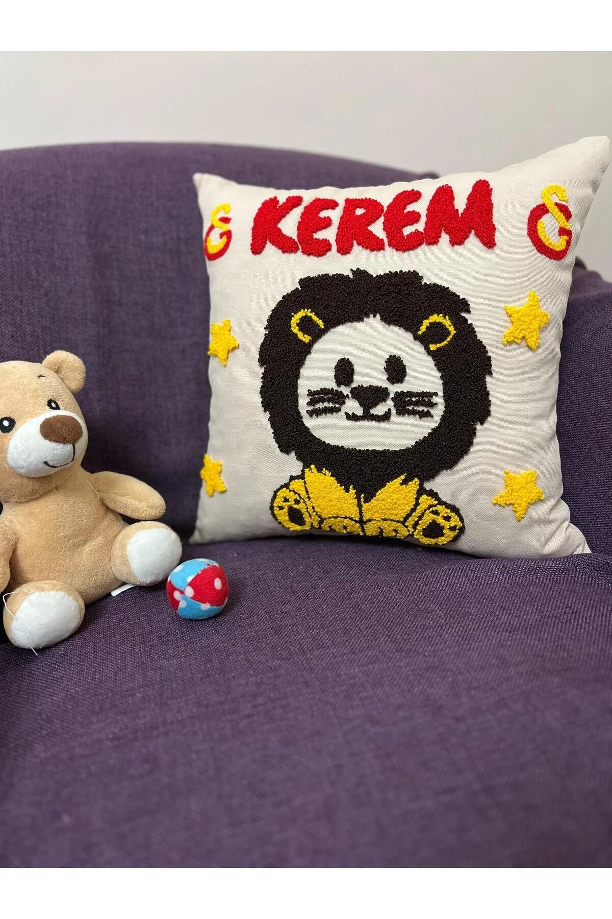 İsimli Punch Kırlent/bebek Kırlenti/yastık Kılıfı 40x40 El Işi Açık Bej