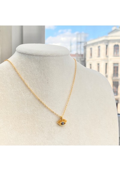 Kyver Göz Kolye Lacivert Nazar Boncuklu Göz Kolye Gold 45cm Gold