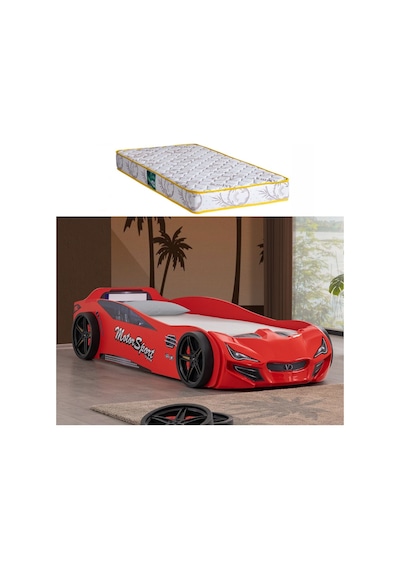 Arabalı Yatak, V-sport Arabalı Yatak - Kırmızı 1 Adet Comfort Yatak