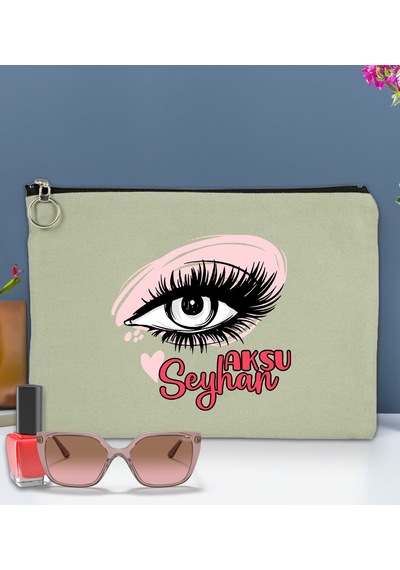 Bk Gift Kişiye Özel İsimli-5 Astarlı Mint Yeşili Portföy Çanta 30x21cm, Baskılı El Çantası, Organizer Çanta Yeşil