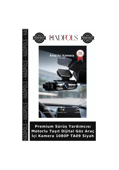 Premium Sürüş Yardımcısı Motorlu Taşıt Dijital Göz Araç İçi Kamera 1080p Ta09 Siyah