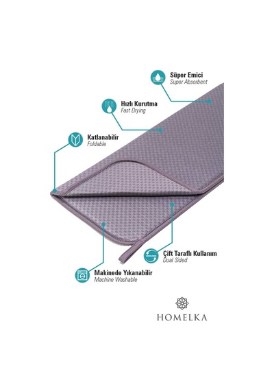Mikrotex Bulaşık Matı Süper Emici Bulaşık Kurutma Matı 45x36cm Tezgah Üstü Bulaşık Matı Antrasit Bel Diğer