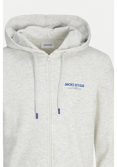 Jack & Jones Erkek Jjalvıs Fermuar Kapamalı Kapüşonlu Sweatshirt 12256847 Gri