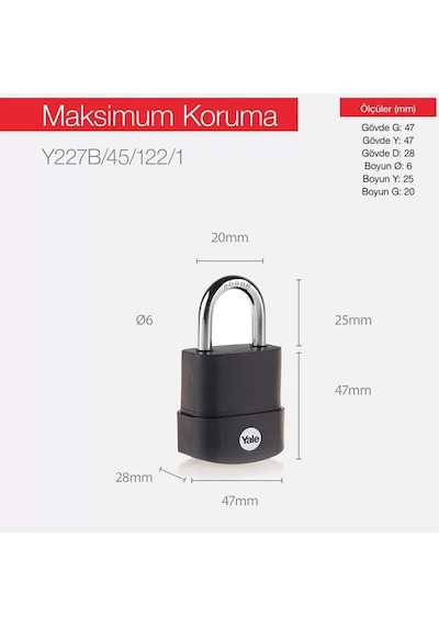 Çift Bilyeli Kilitleme Mekanizmalı Asma Kilit 45 Mm