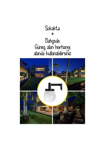 Solar Bahçe Lambası Beyaz - Güneş Enerjili Duvar Armatür &