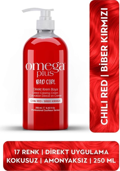 Omega Plus Bad Girl Biber Kırmızısı Amonyaksız Renkli Saç Boyası 250ml