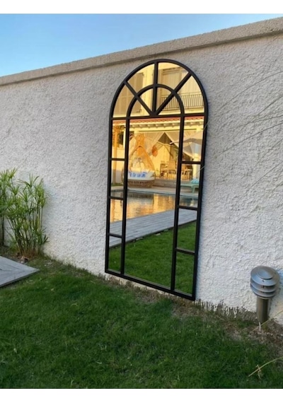 Pencere Model Ayna Duvar Aynası Salon Aynası Dressuar Aynası Siyah