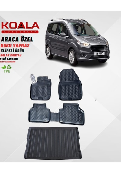 Ford Courier 2014-2023 Havuzlu Paspas Bagaj Havuzu 3d Ikili Set