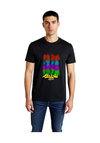 Paybuy Klasik 1978 Retro Nostalji Baskılı Erkek Tişört Siyah