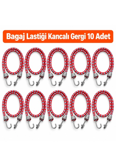 Bagaj Lastiği Kancalı Gergi 10 Adet - 90 Cm Bagaj Lastiği/halatı - Kırmızı-mavi Renk Kırmızı - Mavi