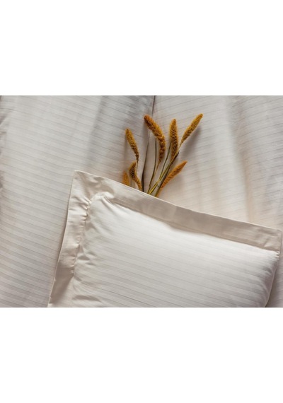 Çift Kişilik Saten Nev Takımı Elegante Stripe Ekru Renkli