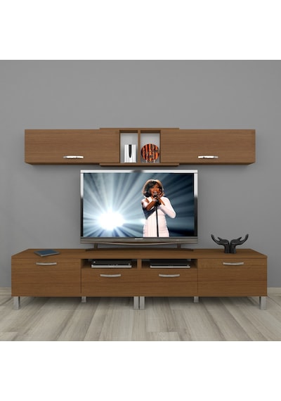 Decoraktiv Eko 5220 Mdf Krom Ayaklı Tv Ünitesi Tv Sehpası Ceviz