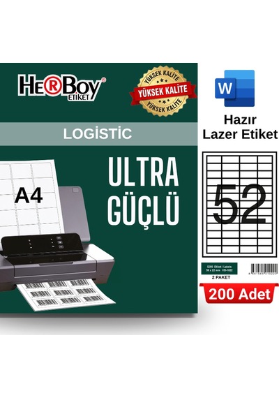 Herboy Hb-1022 50 X 22 Mm A4 Laser Etiket 200 Adet