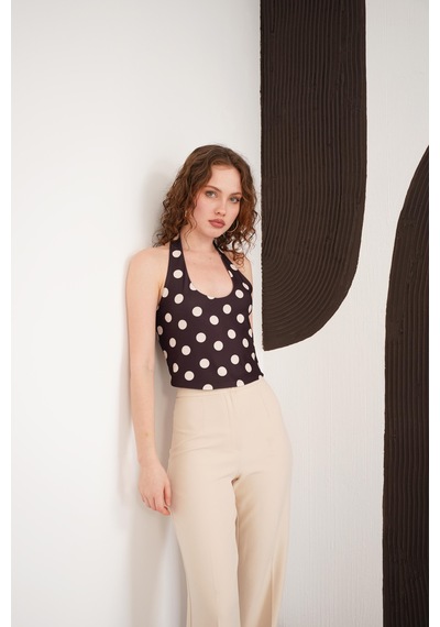 Verymoda Puantiyeli Büstiyer Kahverengi