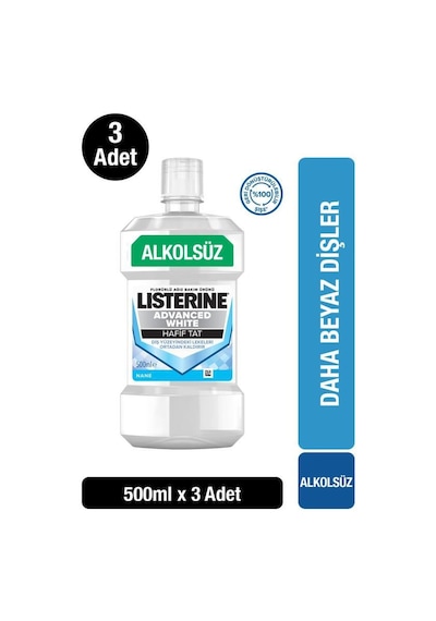 Listerine Advance White Hafif Tat Alkolsüz Ağız Bakım Suyu 500 Ml X 3