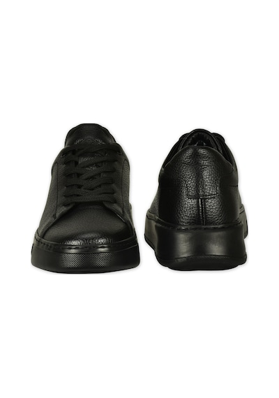 Hatemoğlu Casual Bağcıklı Erkek Deri Sneakers - Siyah