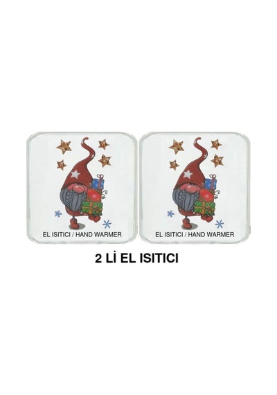 2 Adet Yıldızlı Noel Cücesi Cep Sobası,el Isıtıcı,sıcak Su Torbası Pvc 10x9,5cm Beyaz