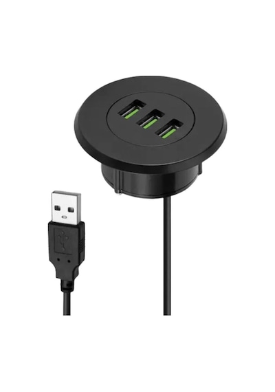 6028 Usb 3 Port Hub Masaüstü Gömme Çoklayıcı Çoğaltıcı Kablolu Şarj