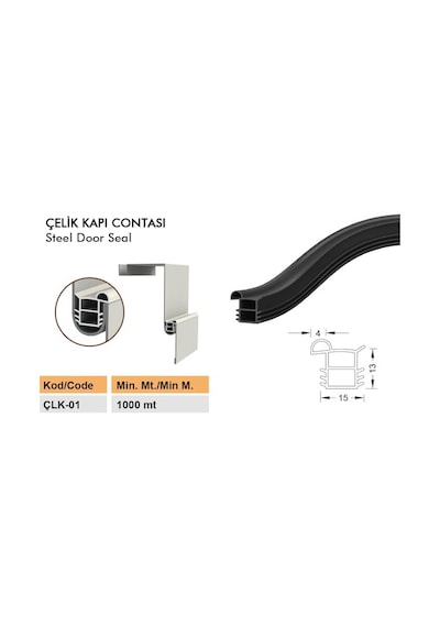 Çelik Kapı Contası-Fitili / Çelik Kapı Kasa Contası Çlk-01-Siyah-6 Metre