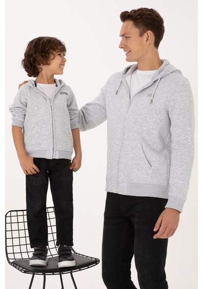 U.S. Polo Assn. Erkek Regular Fit Açık Gri Şardonlu Örme Hırka 50313755-VR001