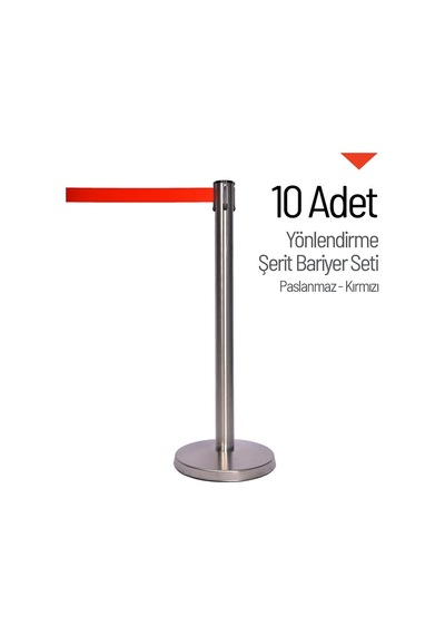 Yönlendirme Şerit Bariyer 10 Adet İndirimli Set - Paslanmaz-3411