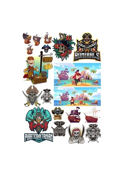 Korsan Kuru Kafa Sticker Set-3 15 Parça Telefon, Tablet, Defter, Laptop Sticker