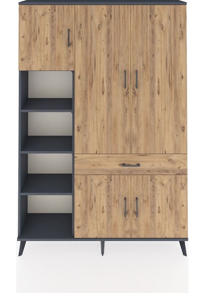 Arges Dolap 8 Raflı Tek Çekmeceli 5 Kapaklı 132x30x195 Antrasit-çam/çam Atlas Çam/atlas Çam Arges Dolap 8 Raflı Tek Çekmeceli 5 Kapaklı 132x30x195 Antrasit-çam/çam Atlas Çam/atlas Çam