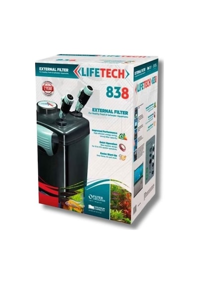 Lifetech 838 Akvaryum Dış Filtre 1200 L/h - Tam Dolu Filtre Malzemeli Güçlü Filtrasyon