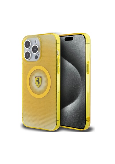 Apple iPhone Uyumlu 15 Pro Max Kılıf Ferrari Lisanslı M-safe Şarj Özellikli Parçalanan Noktalar Des