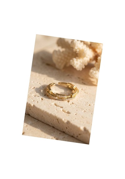 Gold Renk Zirkon Taşlı Zincir Model Kadın Yüzük Tj-byk4242 Evimdeyokyok