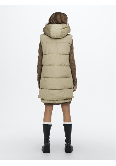 Only Kadın Şişme Kapüşonlu Yelek Onlnora Puffer Waistcoat - 15235033 Bej